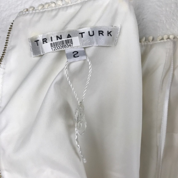 Trina Turk Stow‎ Sleeveless Tiered Fringe & Lace Sheath Dress Size 2 - Picture 8 of 10